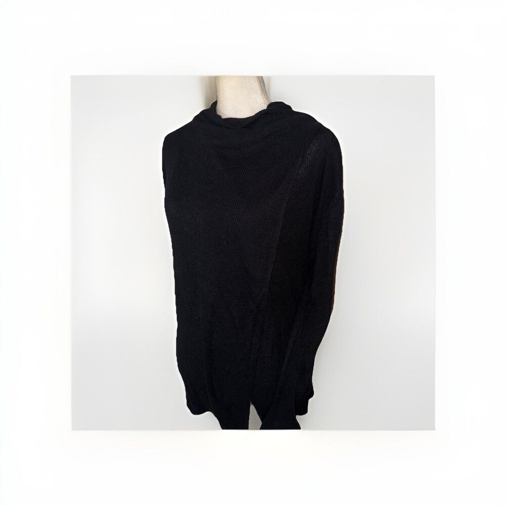 360 SWEATER  linen knit convertible cardigan Black, Large